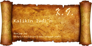 Kalikin Iván névjegykártya